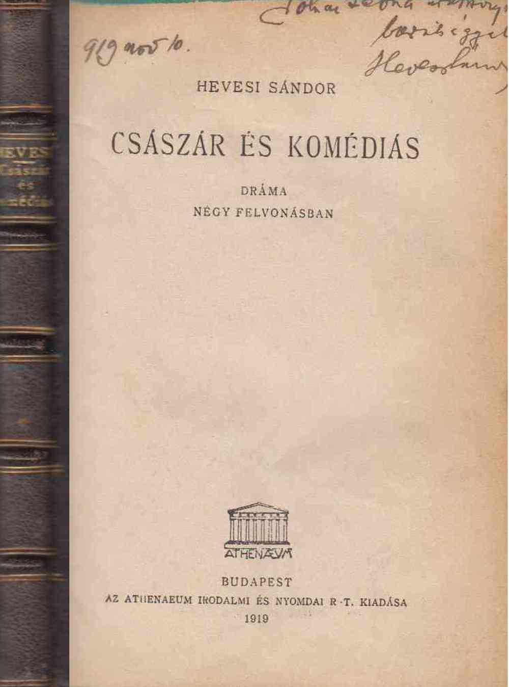 Hevesi Sándor - Császár és komédiás (dedikált)