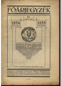 Unghváry József - Főárjegyzék XL. évfolyam 1934 őszre - 1953 tavaszra