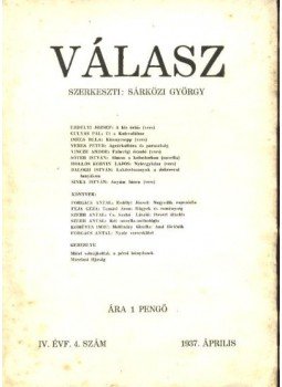 Sárközi György - Válasz - IV évfolyam, 4. szám Sárközi György - Válasz - IV évfolyam, 4. szám, Budapest 1937 antikvár könyv