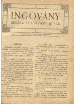 Bársony István - Ingovány Bársony István - Ingovány, Budapest 1918 antikvár könyv