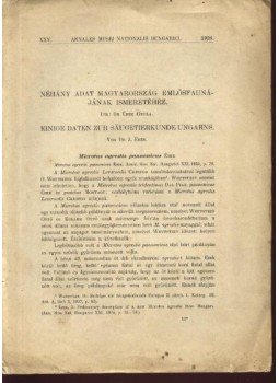 Dr. Éhik Gyula - Néhány adat Magyarország emlősfaunájának ismeretéhez Dr. Éhik Gyula - Néhány adat Magyarország emlősfaunájának ismeretéhez, Budapest 1928 antikvár könyv