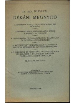Teleki Pál gr. - Dékáni megnyitó Teleki Pál gr. - Dékáni megnyitó, Budapest 1929 antikvár könyv