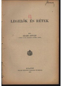 Szabó István - Legelők és rétek Szabó István - Legelők és rétek, Budapest 1912 antikvár könyv