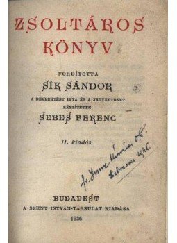 Sebes Ferenc - Zsoltáros könyv Sebes Ferenc - Zsoltáros könyv, Budapest 1936 antikvár könyv