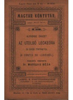 Daudet, Alphonse - Az utolsó leckeóra Daudet, Alphonse - Az utolsó leckeóra, Budapest 0 antikvár könyv
