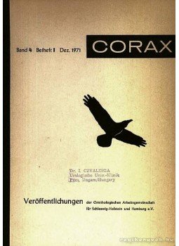  - CORAX Veröffentlichungen der Ornitologischen Arbeitgemeinschaft für Schleswig-Holstein und Hamburg 4. 1. 1971 (CORAX Hamburg és Schleswig-Holstein Ornitológiai Munkacsoport közlönye 4. 1. 1971), Schleswig 1971 antikvár könyv