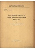 Brinck, Per,Rudebeck, Gustaf - List of Localities Investigated by the Swedish Expedition to Southern Africa in 1950-1951