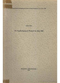 Stén, Ilkka - Die Vogelberingung in Finnland im Jahre 1966 (A Finnországban megjelölt madarak 1966-ban), Helsinki 1968 antikvár könyv