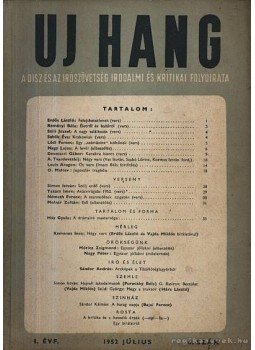 Benjámin László - Új Hang 1952 I. évf. 6. szám Benjámin László - Új Hang 1952 I. évf. 6. szám, Budapest 1952 antikvár könyv