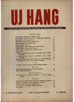 Erdei Sándor - Új Hang 1953/ 9. szám Erdei Sándor - Új Hang 1953/ 9. szám, Budapest 1953 antikvár könyv