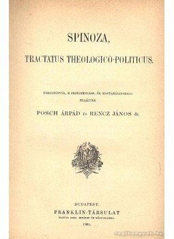 Spinoza - Tractatus theologico-politicus Spinoza - Tractatus theologico-politicus, Budapest 1903 antikvár könyv