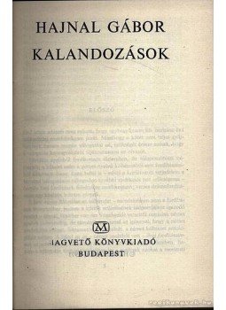 Hajnal Gábor - Kalandozások Hajnal Gábor - Kalandozások, Budapest 1971 antikvár könyv