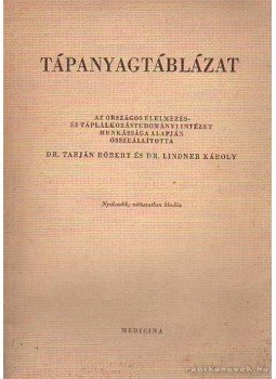 Dr. Tarján Róbert, Lindner Károly - Tápanyagtáblázat Dr. Tarján Róbert, Lindner Károly - Tápanyagtáblázat, Budapest 1974 antikvár könyv