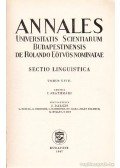 Szatmári Imre - Annales Universitatis Scientiarum Budapestinensis de Rolando Eötvös nominatae - Sectio Linguistic