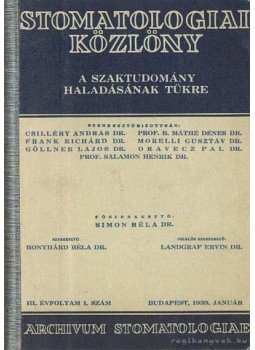 Dr. Simon Béla - Stomatologiai közlöny 1939. Dr. Simon Béla - Stomatologiai közlöny 1939., Budapest 1939 antikvár könyv