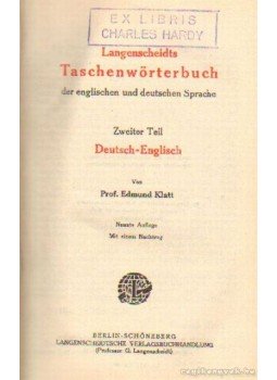 Prof. Klatt, Edmund - Langenscheidts Taschenwörterbuch der englischen und deutschen Sprache - Zweiter Teil: Deutsch-Englisch, Berlin 1929 antikvár könyv