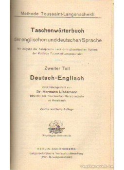 Dr. Lindemann, Hermann - Taschenwörterbuch der englischen und deutschen Sprache - Zweiter Teil: Deutsch-Englisch, Berlin 1911 antikvár könyv