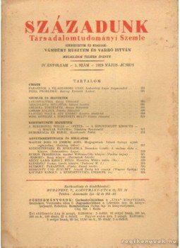 Vámbéry Rusztem- Varró István - Századunk 1929. Május-junius 5. szám Vámbéry Rusztem- Varró István - Századunk 1929. Május-junius 5. szám, Budapest 1929 antikvár könyv