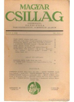 Illyés Gyula - Magyar Csillag 1943. július 14. szám, Budapest 1943 antikvár könyv