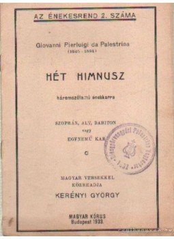 Kerényi György - Hét himnusz Kerényi György - Hét himnusz, Budapest 1933 antikvár könyv