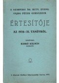 Raskó Kálmán - A Szarvasi Ág. Hitv. Evang. Vajda Péter Gimnázium Értesítője az 1934-35. tanévről