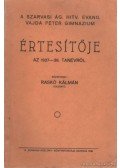 Raskó Kálmán - A Szarvasi Ág. Hitv. Evang. Vajda Péter Gimnázium Értesítője az 1937-38. tanévről (sárga )