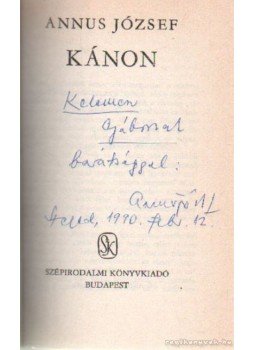 Annus József - Kánon (dedikált) Annus József - Kánon (dedikált), Budapest 1989 antikvár könyv