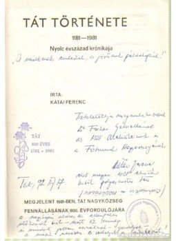 Gombkötő Gábor - Tát története 1181-1981 Gombkötő Gábor - Tát története 1181-1981, 1981 antikvár könyv