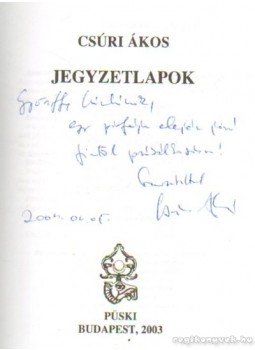 Csúri Ákos - Jegyzetlapok Csúri Ákos - Jegyzetlapok, Budapest 2003 antikvár könyv