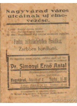Siminyi Ernő Antal Dr. - Nagyvárad város utcáinak új elnevezése Siminyi Ernő Antal Dr. - Nagyvárad város utcáinak új elnevezése, 0 antikvár könyv