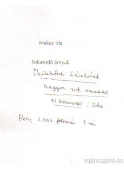 Makay Ida - Sokasodó árnyak (dedikált) Makay Ida - Sokasodó árnyak (dedikált), 2003 antikvár könyv
