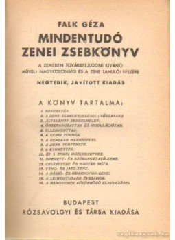 Falk Géza - Mindentudó zenei zsebkönyv Falk Géza - Mindentudó zenei zsebkönyv, Budapest 1936 antikvár könyv