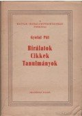 Gyulai Pál - Bírálatok - Cikkek - Tanulmányok