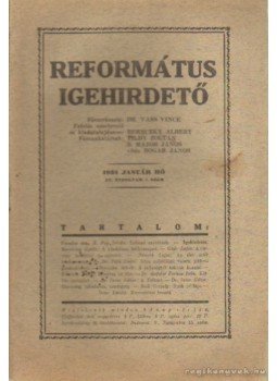 Vass Vince Dr. - Református Igehirdető 1934. január 1. szám Vass Vince Dr. - Református Igehirdető 1934. január 1. szám, Tahitótfalu 1934 antikvár könyv