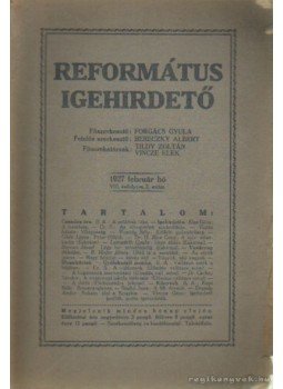 Forgács Gyula - Református Igehirdető 1927. február 2. szám Forgács Gyula - Református Igehirdető 1927. február 2. szám, Tahitótfalu 1927 antikvár könyv