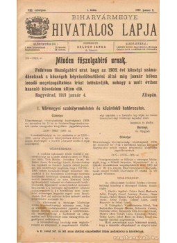 Balogh János - Biharvármegye hivatalos lapja 1910. (teljes) Balogh János - Biharvármegye hivatalos lapja 1910. (teljes), Nagyvárad 1910 antikvár könyv