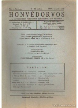 Krassay Antal dr. - Honvédorvos 1939. szept-okt. 9-10. szám Krassay Antal dr. - Honvédorvos 1939. szept-okt. 9-10. szám, Budapest 1939 antikvár könyv