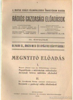 Mayer János-Czvetkovits Ferenc Dr. - Megnyitó előadás I-II. Mayer János-Czvetkovits Ferenc Dr. - Megnyitó előadás I-II., Budapest 1930 antikvár könyv