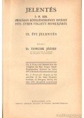 Johan Béla dr. - Jelentés a M. Kir. országos közegészségügyi intézet 1934. évben végzett munkájáról