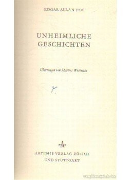 Edgar Allan Poe - Unheimliche Geschichten Edgar Allan Poe - Unheimliche Geschichten, Zürich, Stuttgart 1958 antikvár könyv