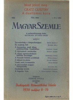 Szekfű Gyula - Magyar szemle 1934. XXI. kötet I. szám Szekfű Gyula - Magyar szemle 1934. XXI. kötet I. szám, Budapest 1934 antikvár könyv
