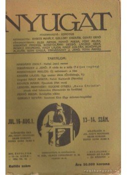 Ignotus - Nyugat 1924. 13-14. szám Ignotus - Nyugat 1924. 13-14. szám, Budapest 1924 antikvár könyv