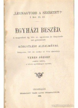 Veres József - Egyházi beszéd Veres József - Egyházi beszéd, Orosháza 1989 antikvár könyv