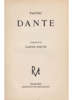 Papini, Giovanni - Dante Papini, Giovanni - Dante, Budapest 1936 antikvár könyv