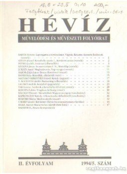 Laczkó András - Hévíz 1994/5. szám II. évfolyam Laczkó András - Hévíz 1994/5. szám II. évfolyam, Hévíz 1994 antikvár könyv