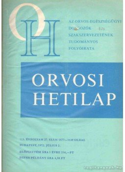 Trencséni Tibor - Orvosi Hetilap 1972 I-II. (teljes évfolyam),  1972 antikvár könyv