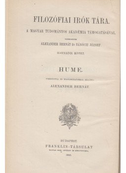 Hume, David - Vizsgálódás az emberi értelemről Hume, David - Vizsgálódás az emberi értelemről, Budapest 1906 antikvár könyv