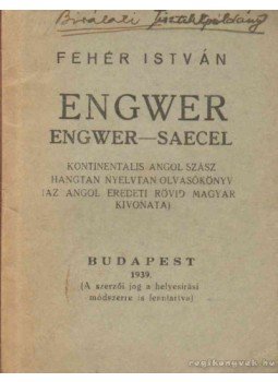 Fehér István - Engwer Fehér István - Engwer, Budapest 1939 antikvár könyv