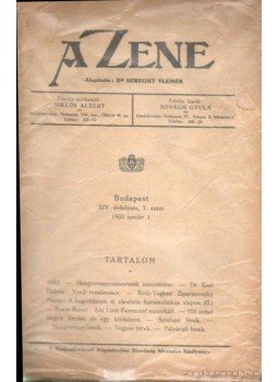  - A Zene XIV. évf. 7. szám,  1933 antikvár könyv