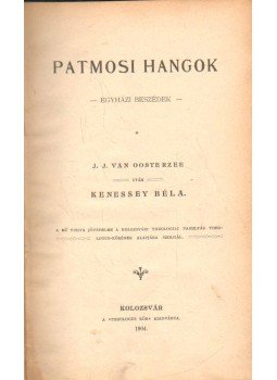 Van Oosterzee János Jakab - Patmosi hangok Van Oosterzee János Jakab - Patmosi hangok, Kolozsvár 1904 antikvár könyv